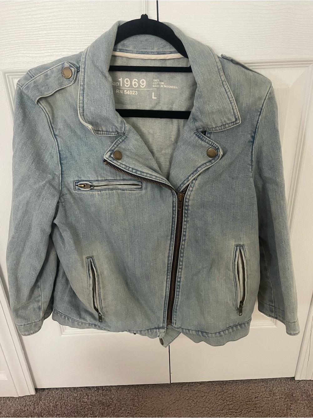 GAP Light Blue Denim Moto Jacket